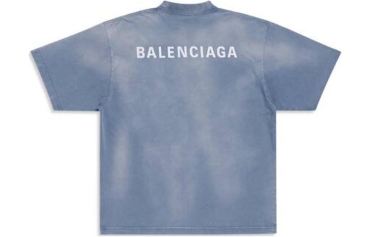 Balenciaga Back T-shirt Medium Fit 'Blue White' 764235TPVK14313