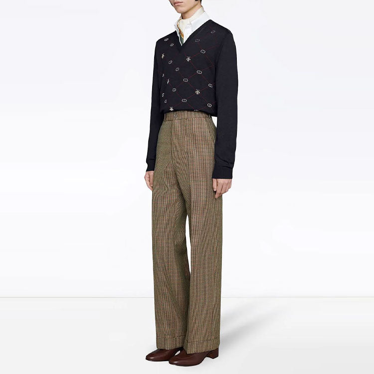 Gucci Jacquard-Motif V-neck Jumper 'Blue' 597739-XKA4I-4206