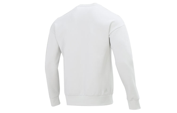 Men's adidas St Crewgfx Swt Long Sleeves Round Neck Pullover Gray White HE7465