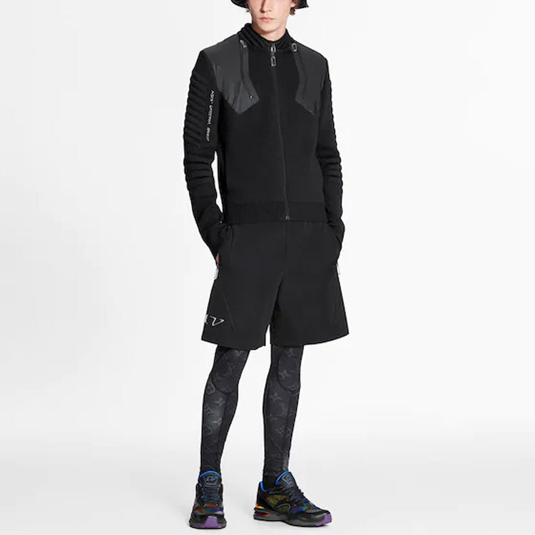 Men's LOUIS VUITTON Solid Color Zipper Wool Long Sleeves Jacket Black 1A8H4A