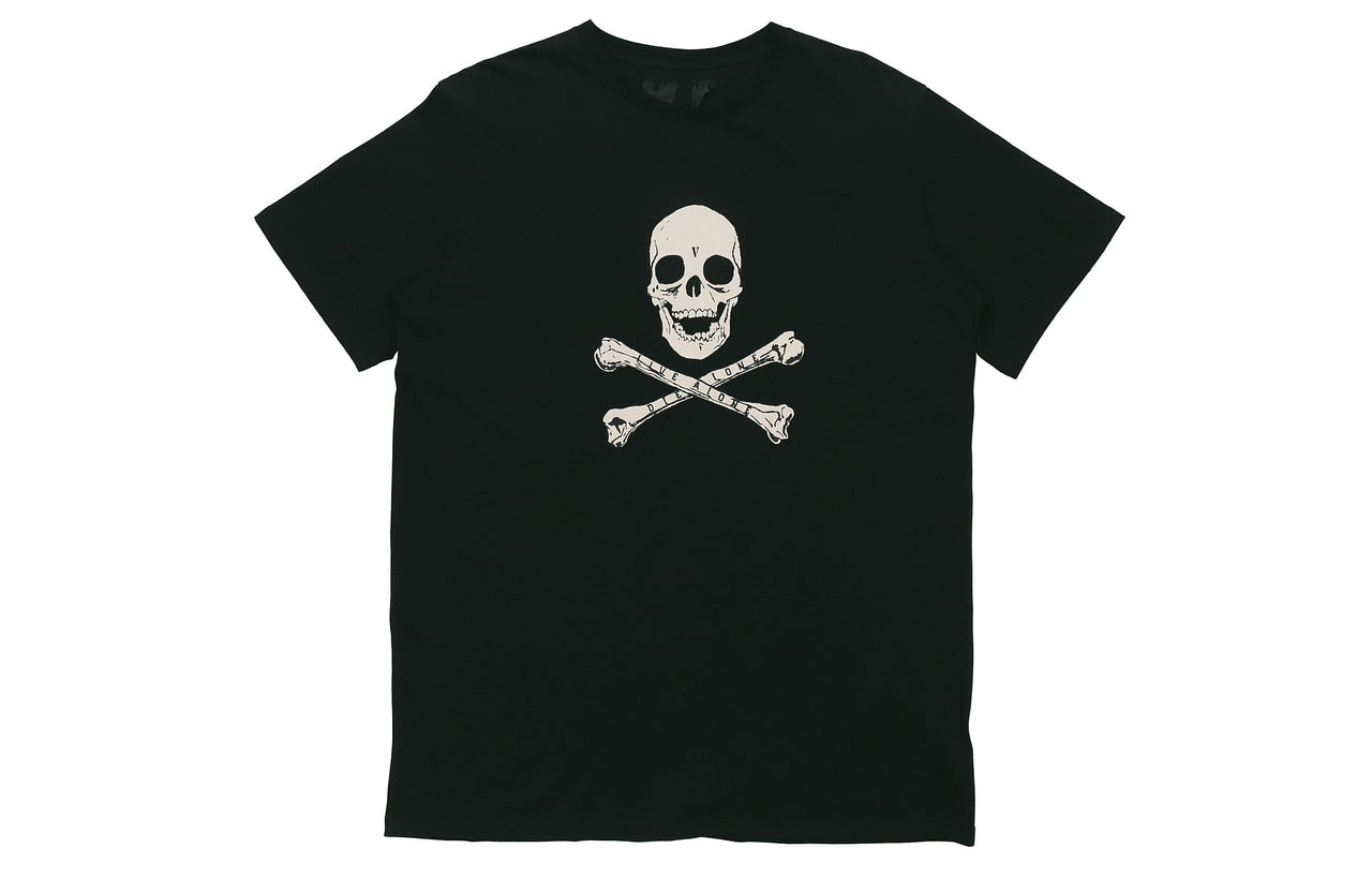 VLONE Back Skeleton Printing Round Neck Pullover Short Sleeve Couple Style Black VLTE18SS001