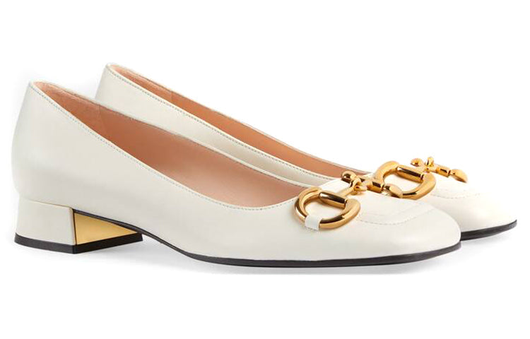 (WMNS) Gucci Ballet Flat with Horsebit 'White Leather' 645600-C9D00-9022