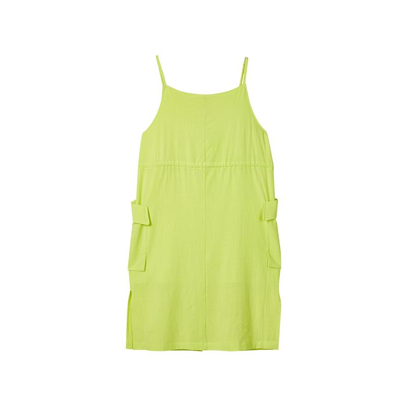 (WMNS) Skechers Solid Color Drawstring Waist Design Loose Sleeveless Dress 'Green' L221W154