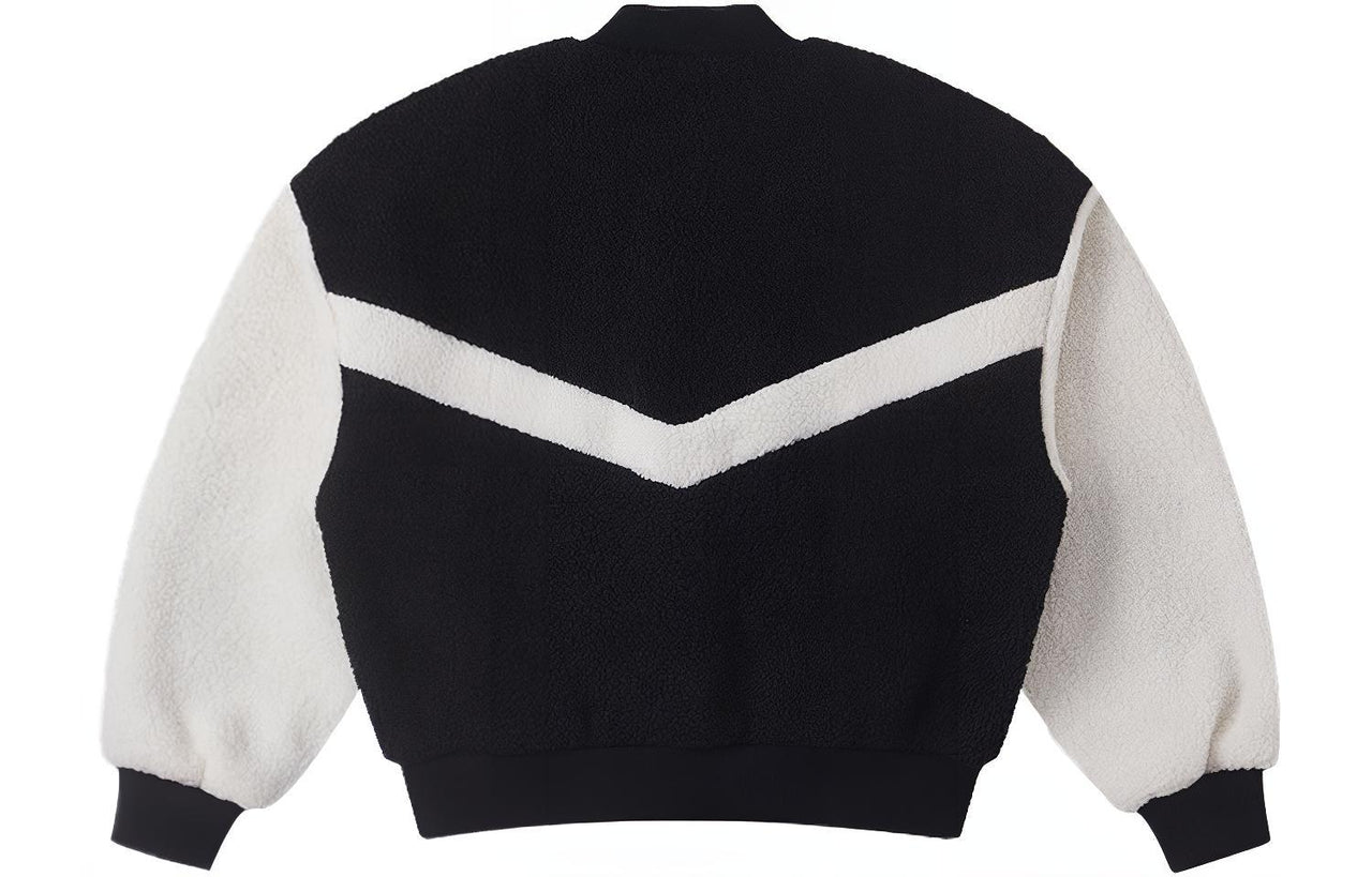 (WMNS) Converse Sherpa Varsity Jacket 'Black White' 10025206-A01