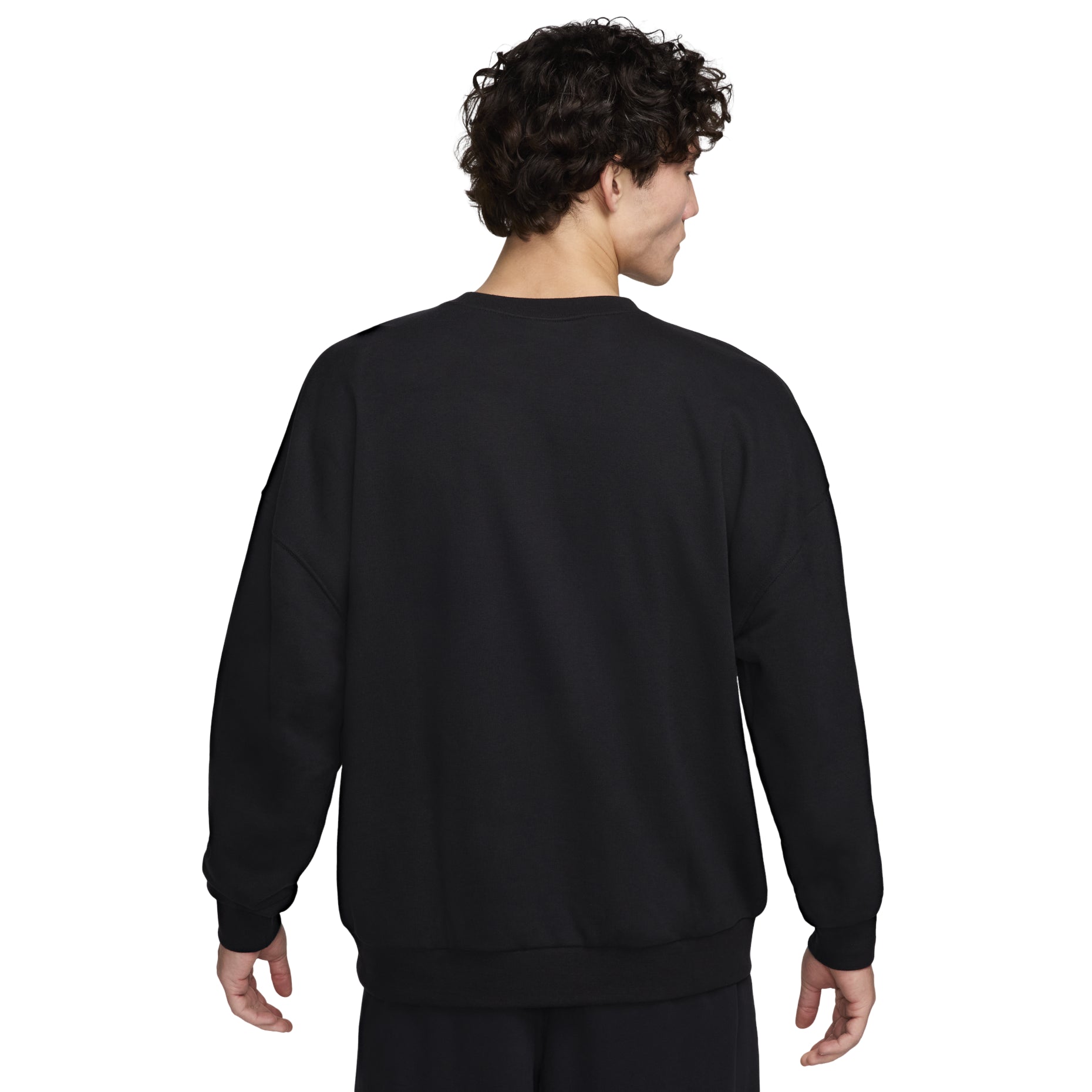 Nike Club Fleece Oversized French Terry Crewneck Sweatshirt Asia Sizing 'Black' HJ1820-010
