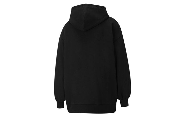 (WMNS) PUMA Classics Oversized Logo Printing Hoodie Black 530280-01