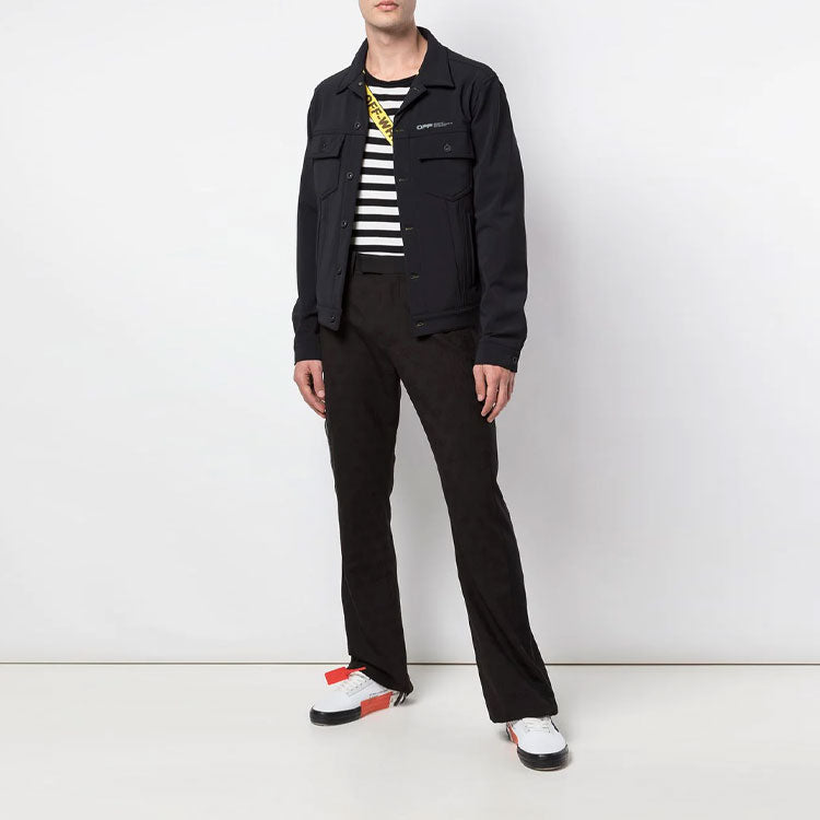 Off-White Logo Casual Pants Slim Fit Version Black OMCA114R20G400011000
