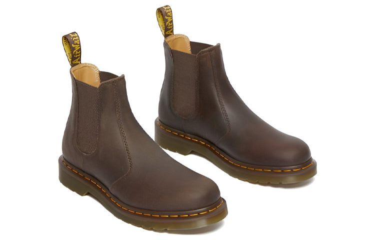 Dr. Martens 2976 Yellow Stitch Crazy Horse Leather Chelsea Boots 'Dark Brown' 27486201