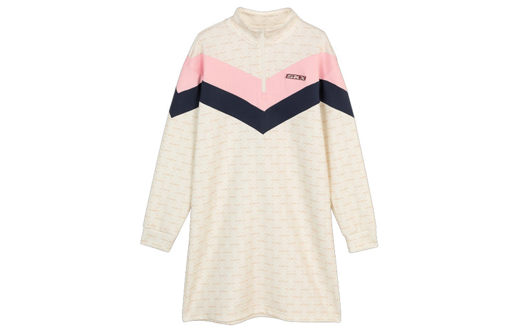 (WMNS) Skechers Contrast Panel Sporty Patchwork Dress 'Black White Pink' L121W036