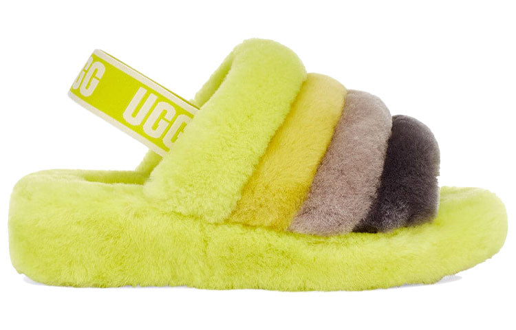 (WMNS) UGG Fluff Yeah Slide Thick Sole Shoe Yellow Gray 1095119-SLML