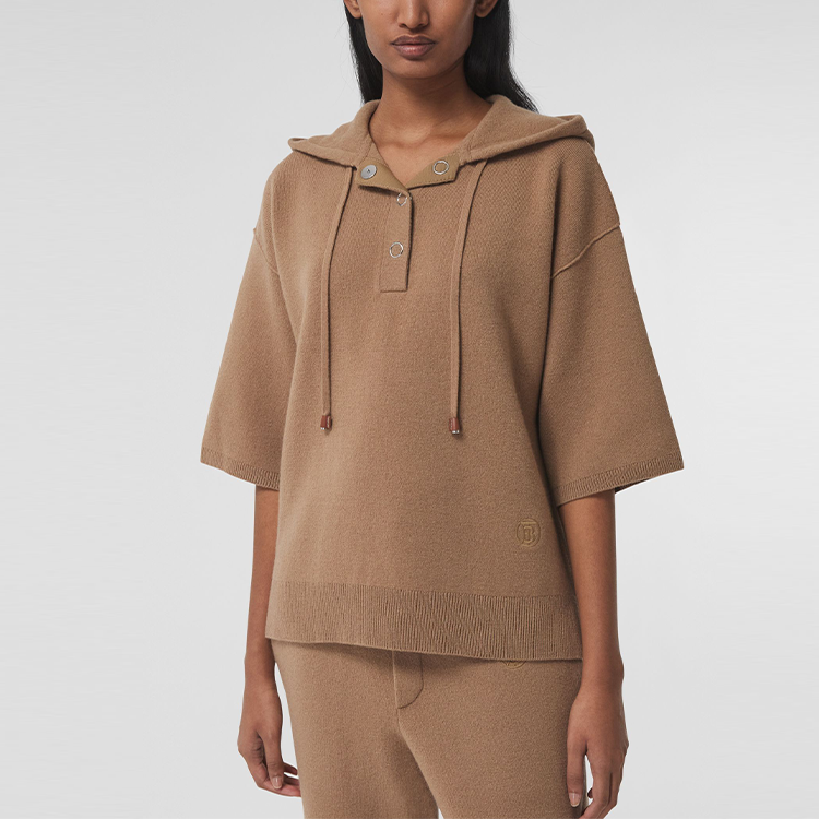(WMNS) Burberry SS21 Logo Printing Hoodie Camel 80396561