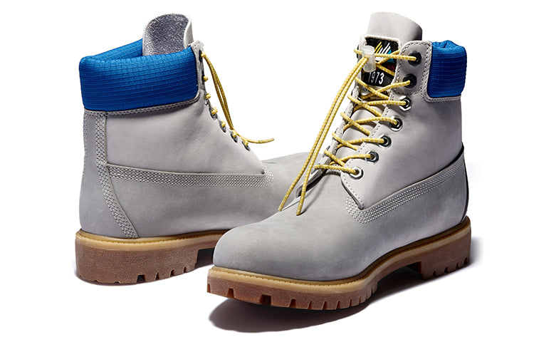 Timberland Premium 6 Inch Waterproof Boots 'Grey with Blue Collar' A2N9PD52