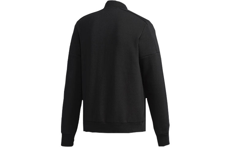 adidas Solid Color Casual Sports Knit Zipper Jacket Black DW4625