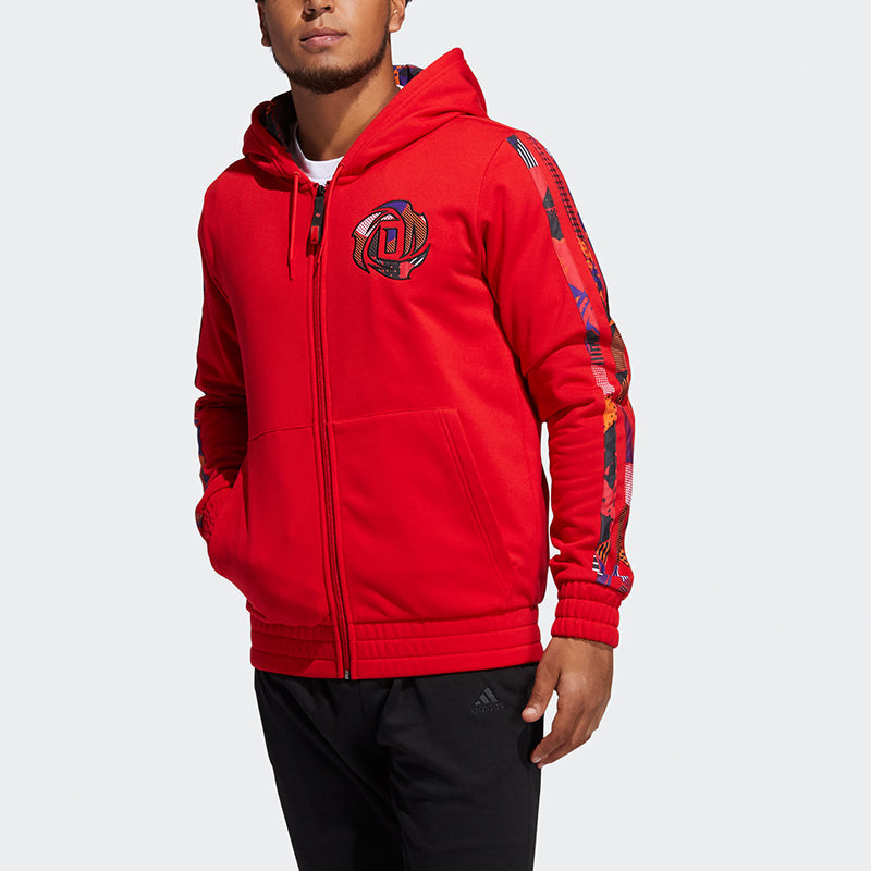 adidas Mic Rose Full-Zip Hooded Sweatshirt Red GQ1365