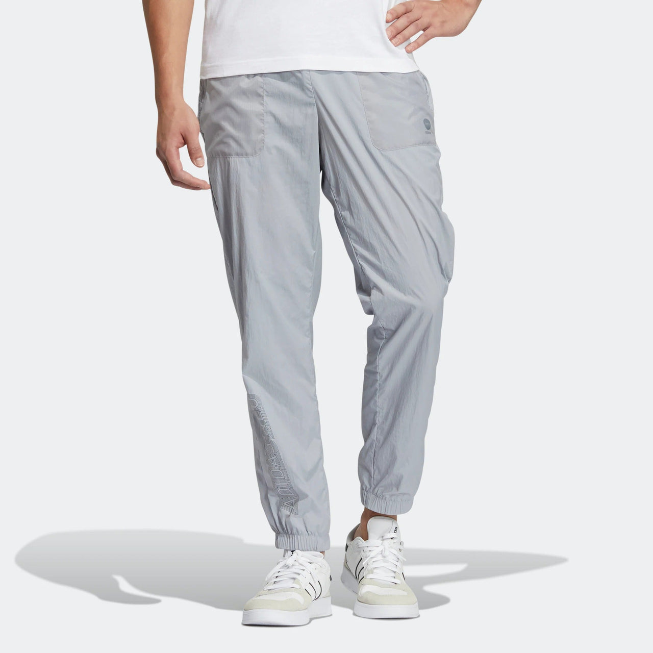 Men's adidas neo SW BRD WVN TP Athleisure Casual Sports Long Pants/Trousers Silver Gray HC9706