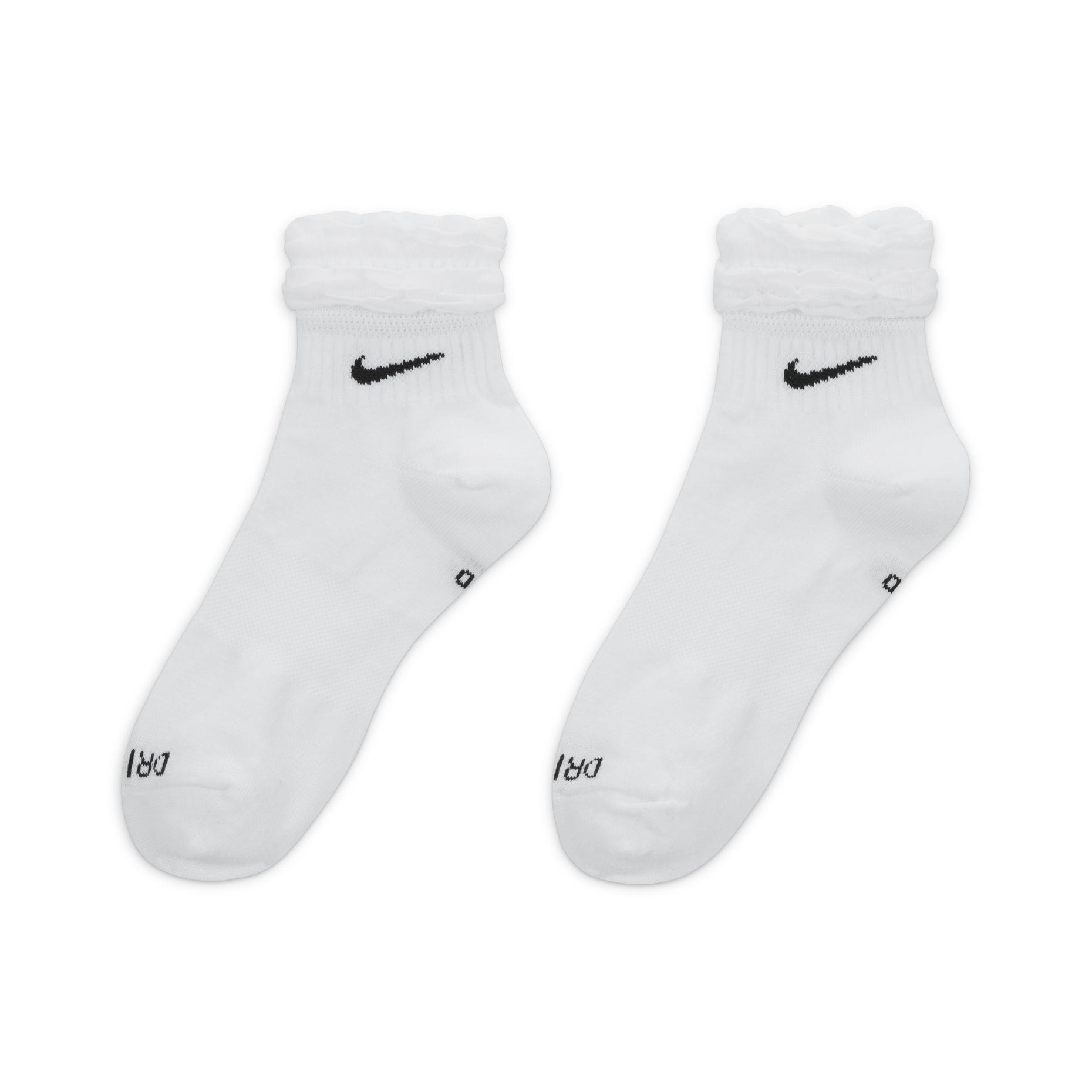Nike Solid Color Logo Quick Dry Athleisure Casual Sports Knit Socks Unisex 2 Pairs White DH5485-100