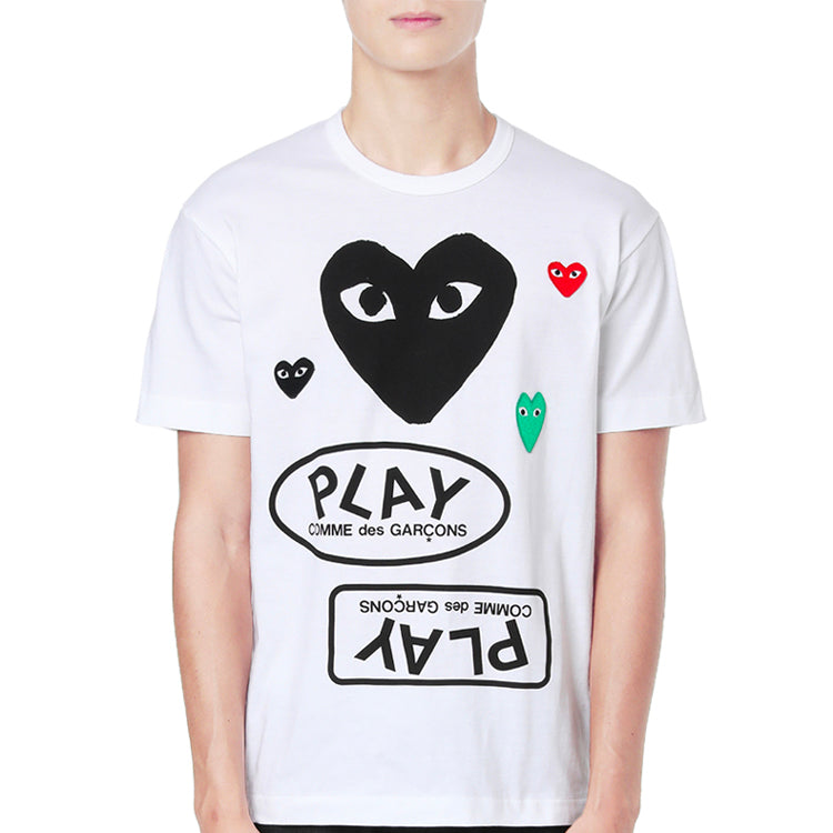 COMME des GARCONS PLAY Multi Heart T-Shirt 'White Black' AZ-T282-051-1