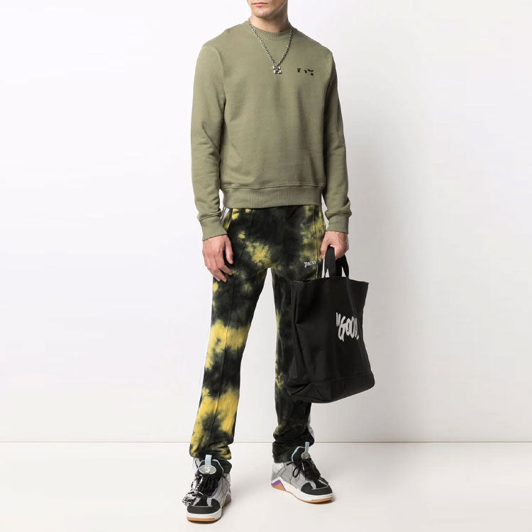Men's Off-White FW21 Logo logo Pullover Green OMBA025F21FLE0015510