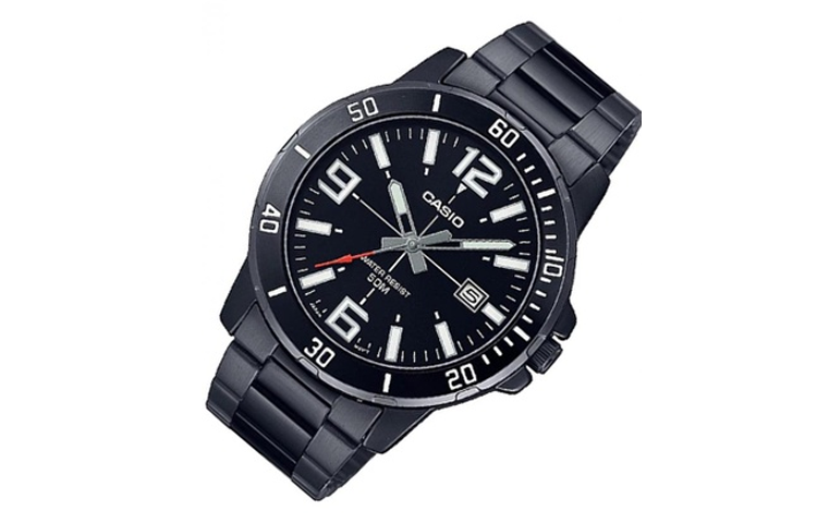 Casio Dress Classic Analog Watch 'Metallic Black White' MTP-VD01B-1BV