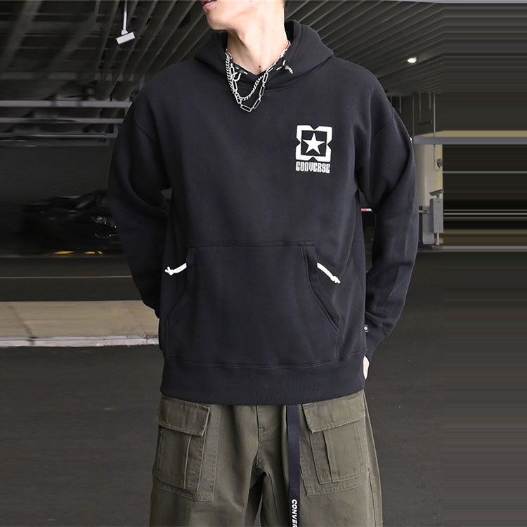 Men's Converse Contrasting Colors Logo Fleece Sports Black 10021090-A04