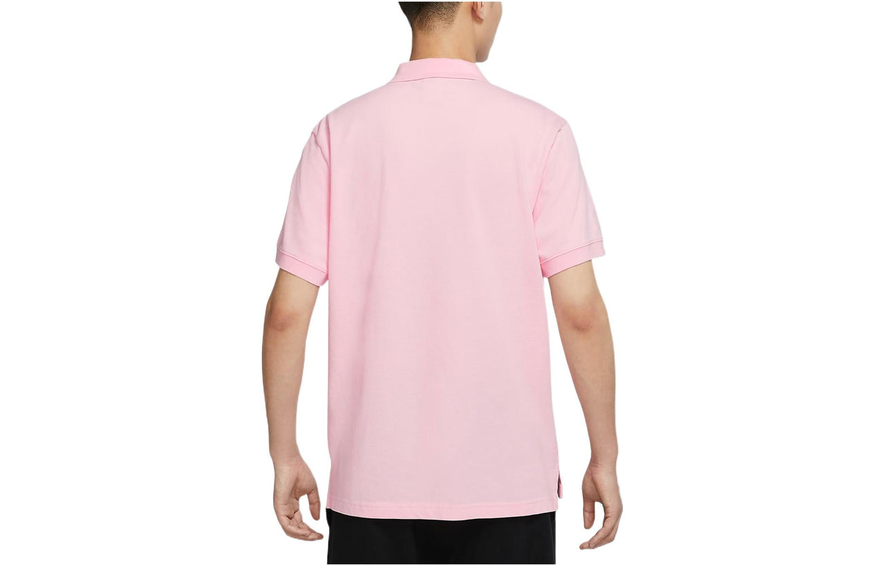 Nike Sportswear Solid Color Logo Embroidered Short Sleeve Polo Shirt Pink CJ4457-691
