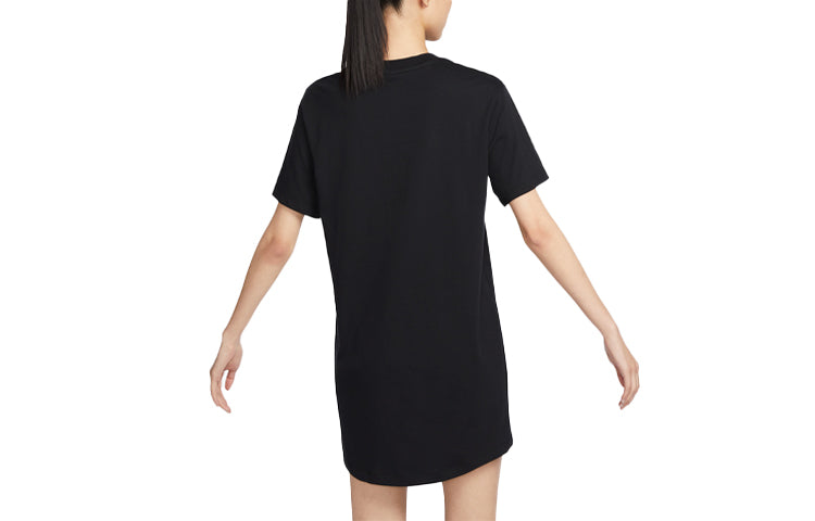 (WMNS) Nike Sportswear Essential Short-sleeve T-Shirt Dress 'Black' DV7883-010