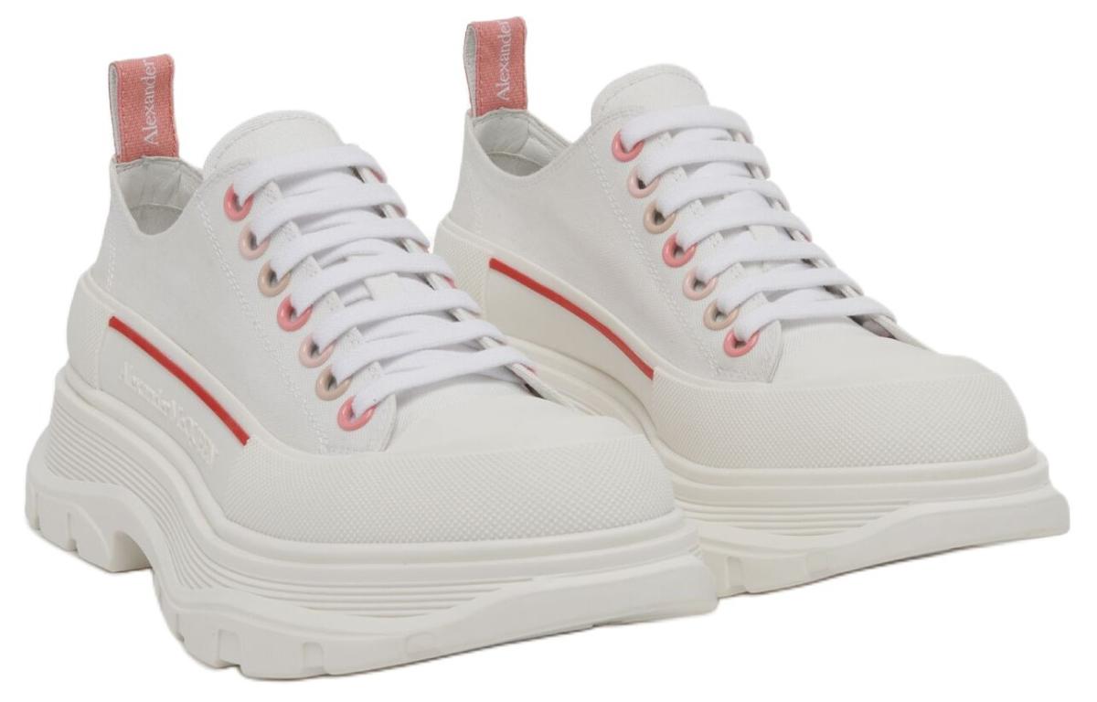 (WMNS) Alexander McQueen Tread Slick 45mm Lace Up Sneakers 'White Pink' 697072W4MV28763