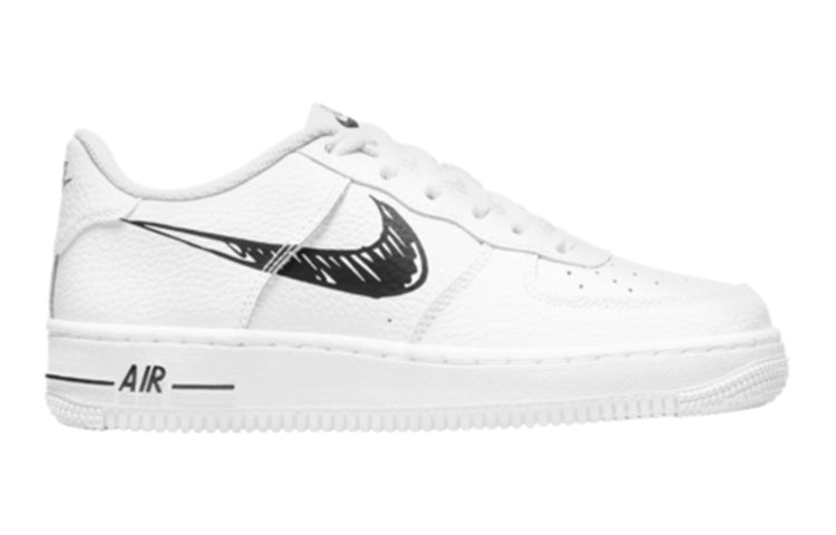 (GS) Nike Air Force 1 Low 'Doodle Swoosh - White Black' DM3177-100