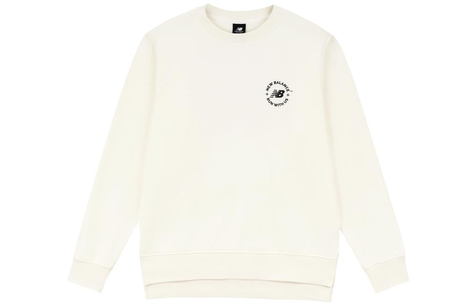 New Balance Logo Pullover Sweatshirt 'White Black' AMT33343-CIC