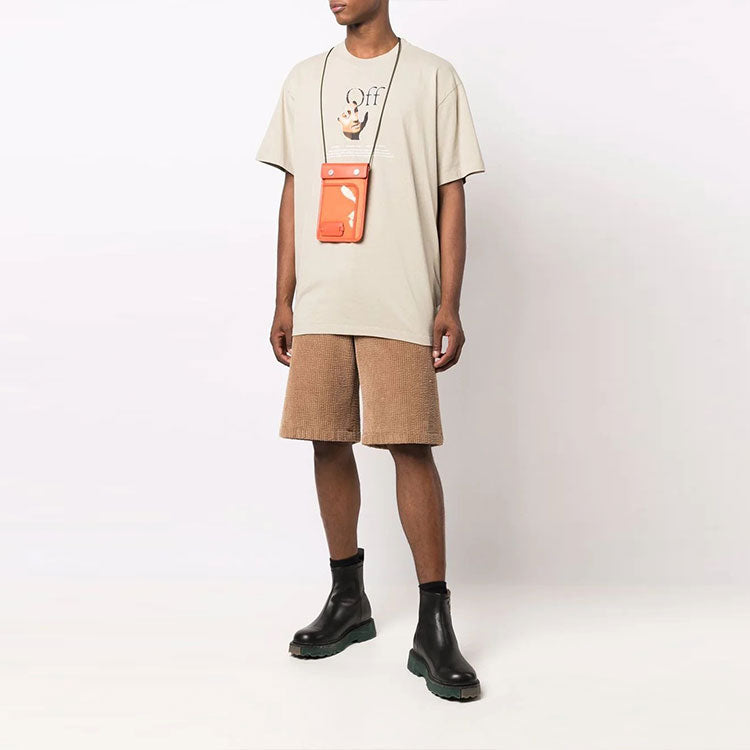 Off-White FW21 Funny Logo Printing Round Neck Loose Fit Brown OMAA038F21JER0071784