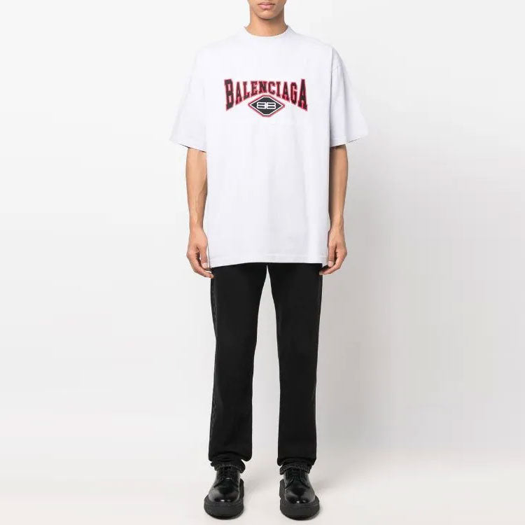 Balenciaga BB Authentic Jersey Apparel T-Shirt Large Fit 'Light Grey' 641675TMVA99012