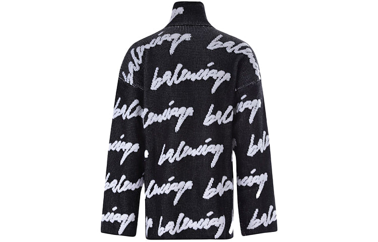 Balenciaga Scribble Logo Turtleneck Jersey Sweater 'Black' 625927T31801070