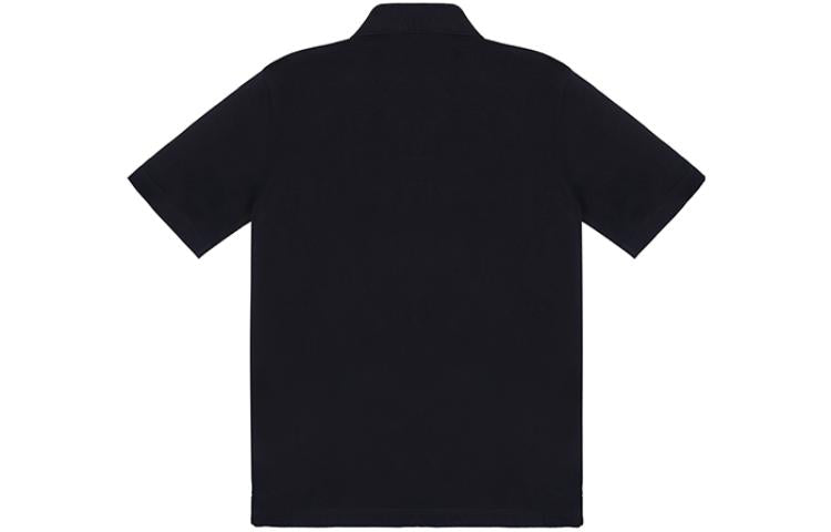 Men's HERMES H Solid Color Short Sleeve Button Polo Shirt Black H072325HA02