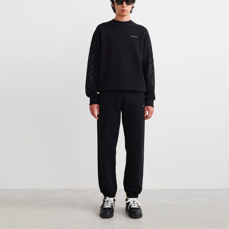 Off-White SS22 Logo Pattern Sports Long Pants Ordinary Version Black OMCH029C99FLE0031010