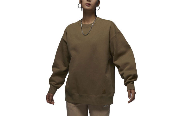 (WMNS) Air Jordan Flight Fleece Crewneck Sweatshirt 'Olive Brown' FB5117-395