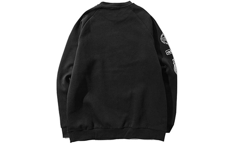 adidas originals Graphic Crew logo Printing Casual Sports Round Neck Pullover Black DP8576