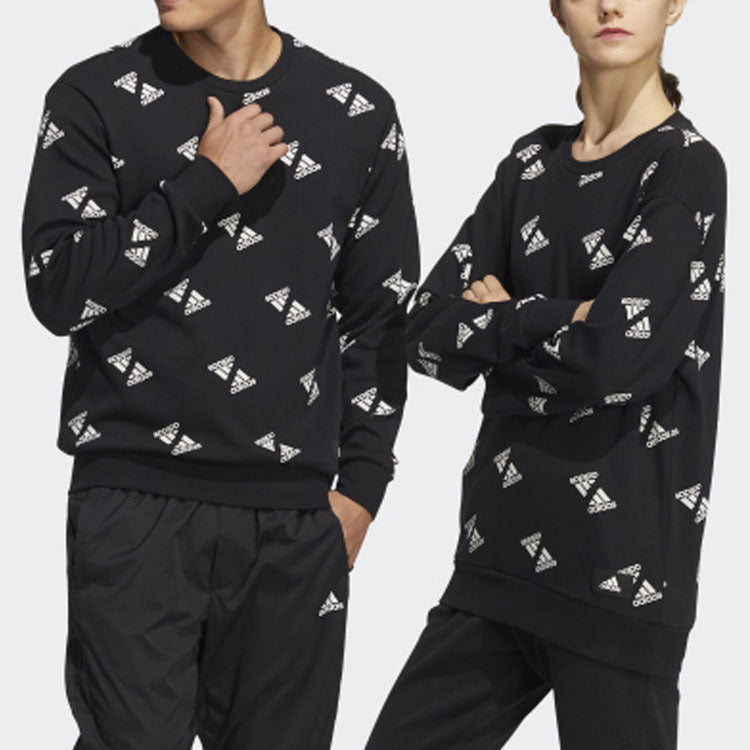 adidas Fi Bp1 Aop Swt Full Print Logo Sports Round Neck Pullover Black HE7447