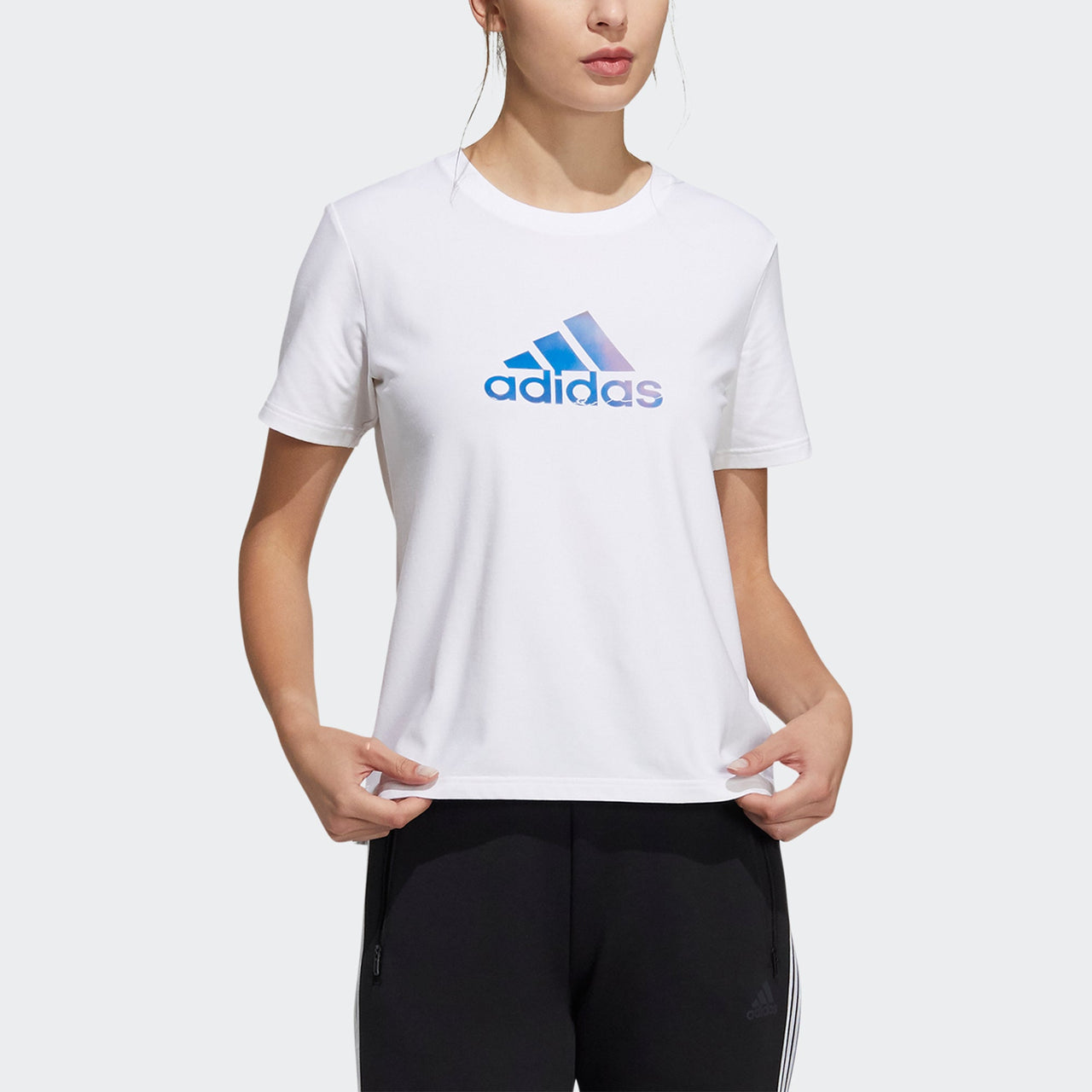 (WMNS) adidas Fi Shiny Bos Logo Printing Round-neck Tee White H09748