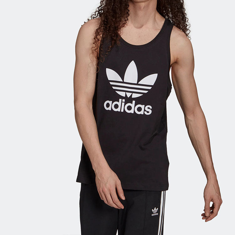 Men's adidas originals Trefoil Tank Contrasting Colors Large Logo Sports Training Vest Black H06634