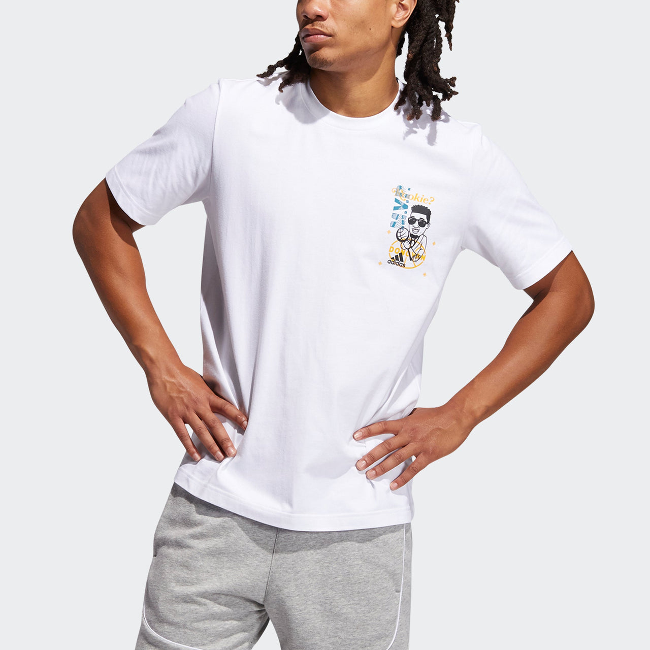 adidas Don Avt Rook Basketball Sports Printing Round Neck Short Sleeve White GP3438