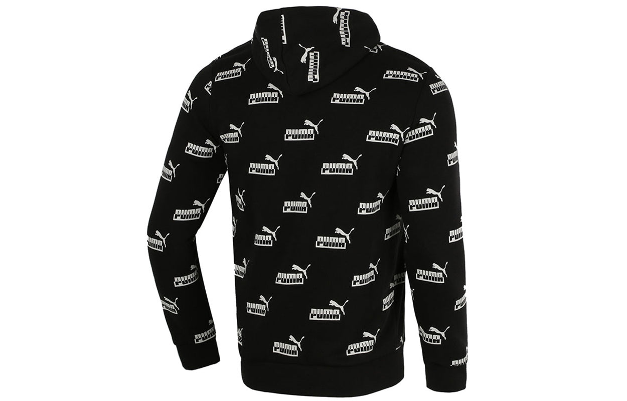 PUMA Logo Printed Casual Sports Hooded Sweater Men's Black 588803-01