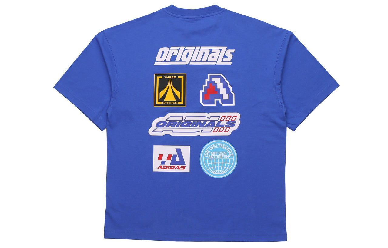 adidas originals MENS TGP SS Moto Cross-country Printed Sports Short Sleeve Blue HA4746