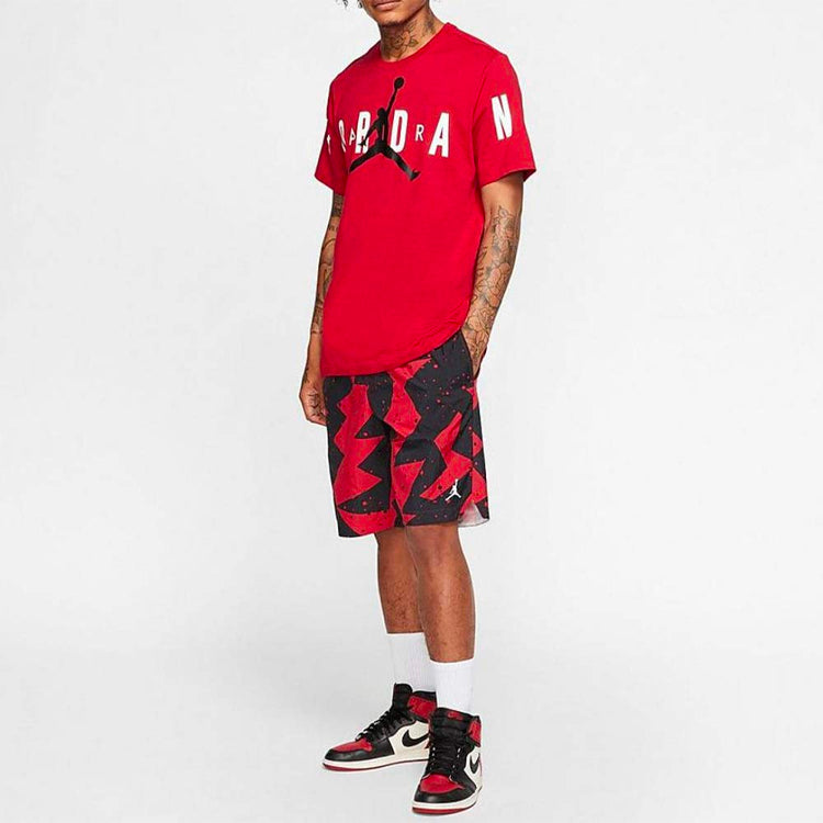 Air Jordan Mj DNA Stretched Logo Printing Short Sleeve Red CZ1880-687