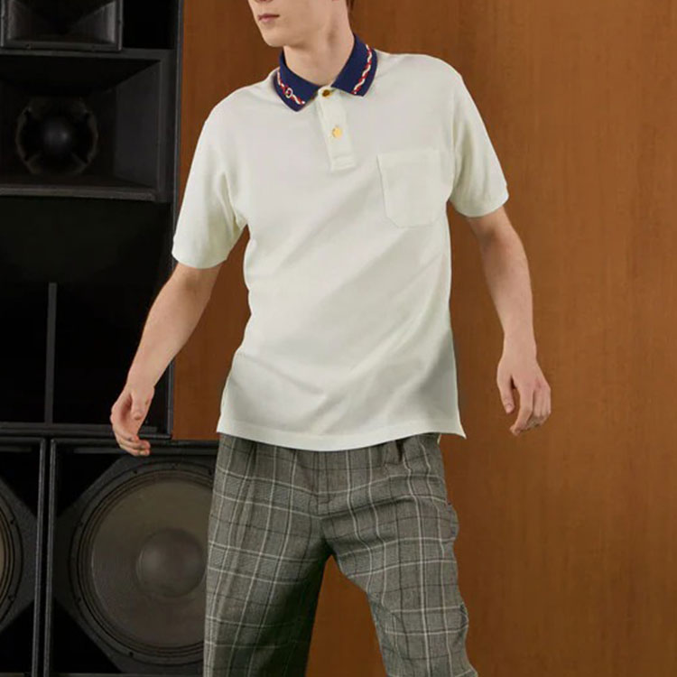 Gucci Stretch Cotton Piquet Polo With Embroidery 'Ivory' 692141-XJD69-9750