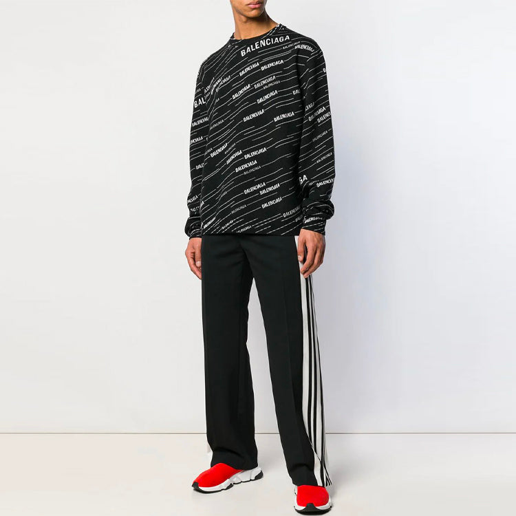 Balenciaga Jacquard Logo Crewneck Sweater 'Black' 555381T15241070