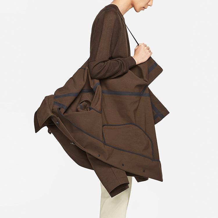 Nike Solid Color Minimalistic Stand Collar mid-length trench coat Jacket Velvet Brown DH2902-220