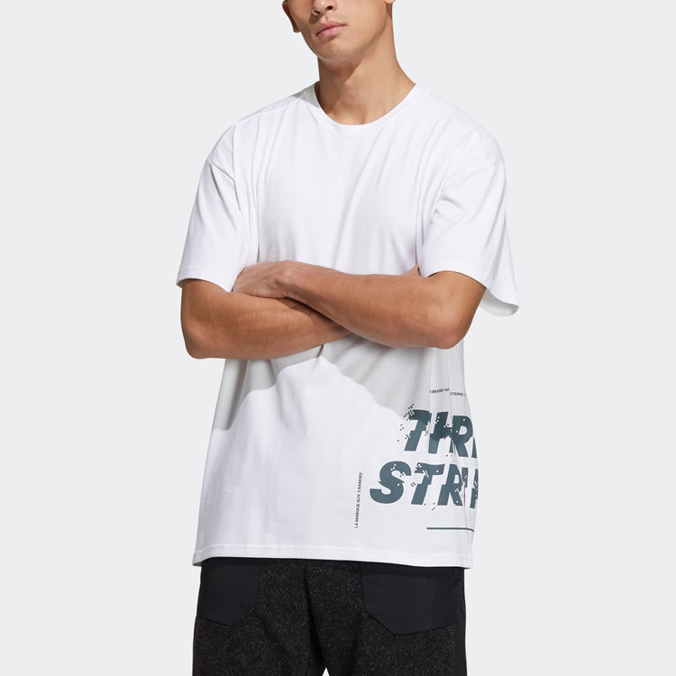 adidas Alphabet Printing Casual Round Neck Short Sleeve White GL8710