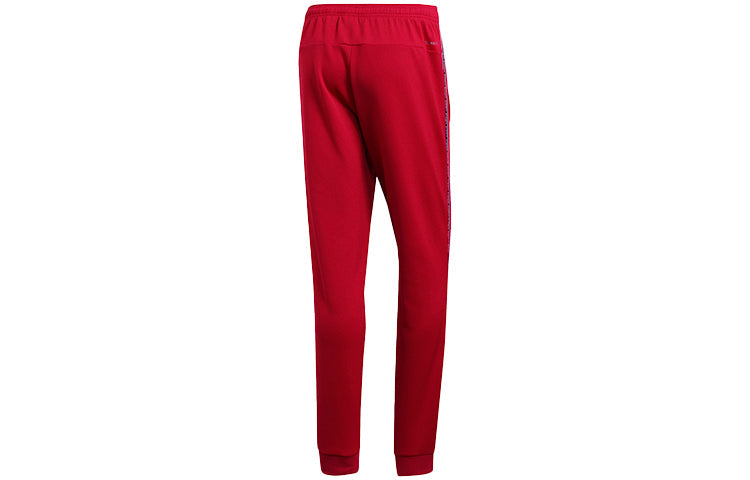 adidas M C90 TP logo Printing Bundle Feet Casual Sports Long Pants Red EJ9676