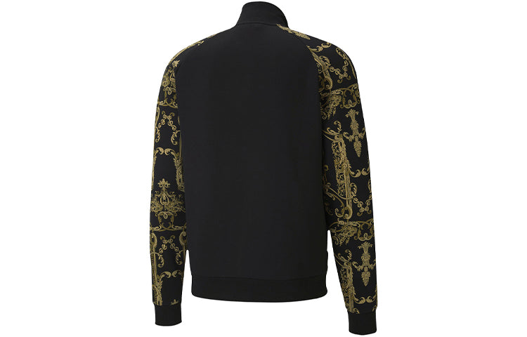 PUMA Luxe Aop Track Full-zip logo Printed Sports Jacket Men Black/Gold 530310-01