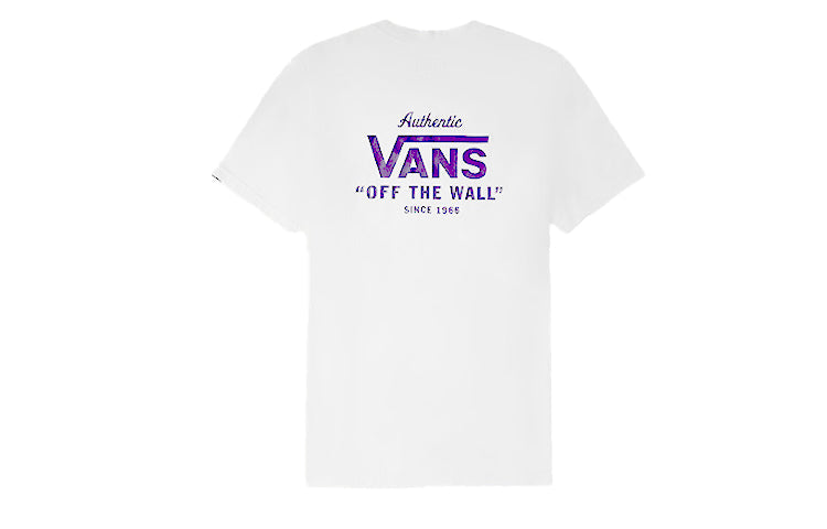 Vans Casual Alphabet Printing Short Sleeve Couple Style White VN0A54NAWHT